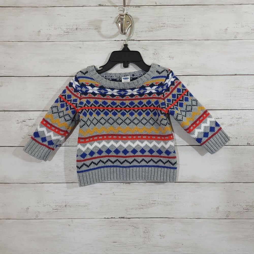 Old Navy Fair Isle Sweater for Baby Colorful Patterned‎ Knit Sweater Size 3-6 M